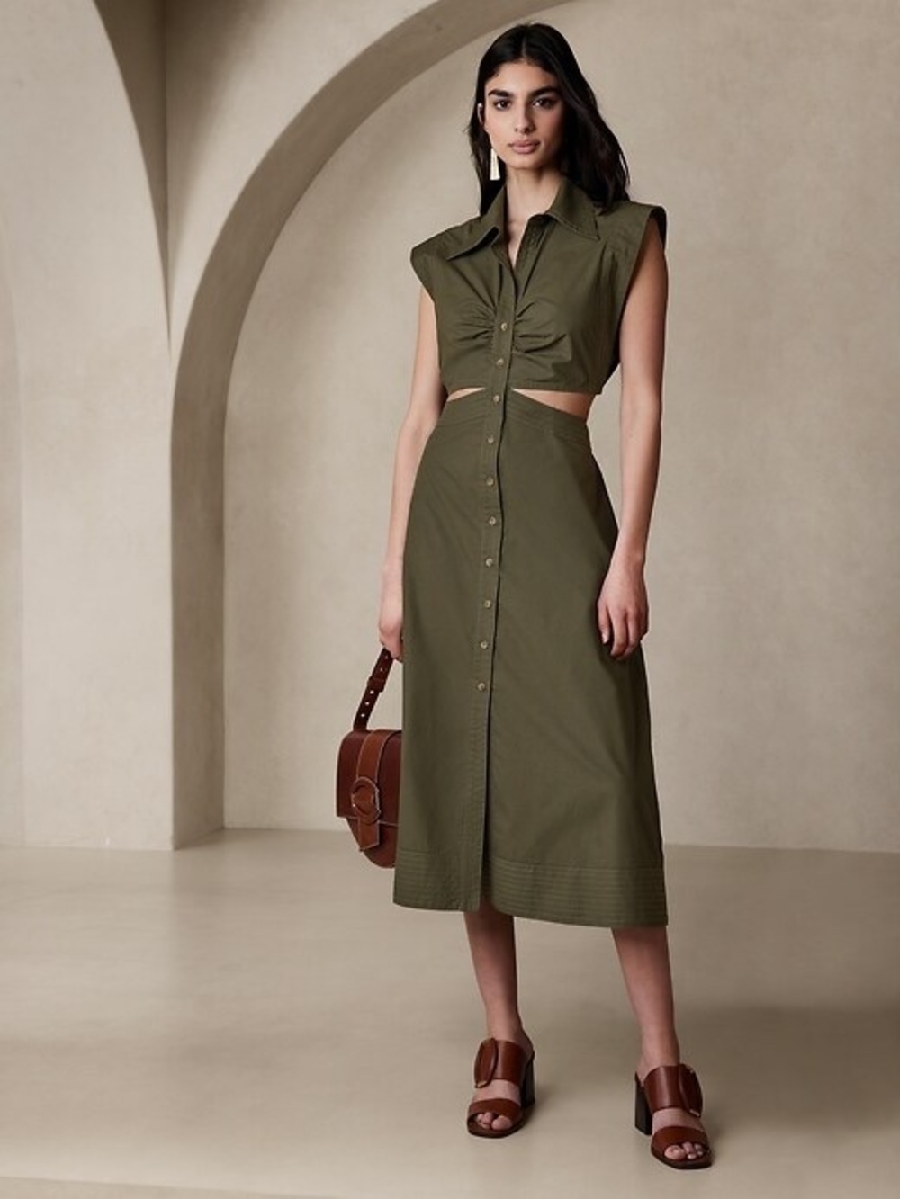Banana Republic Yasmin Cut-Out Shirt Dress size 2P